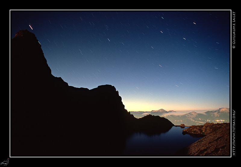 Entre Arc et Romanche : Le lac du Crozet dans l'ombre de la pleine lune, lumires sur la Chartreuse