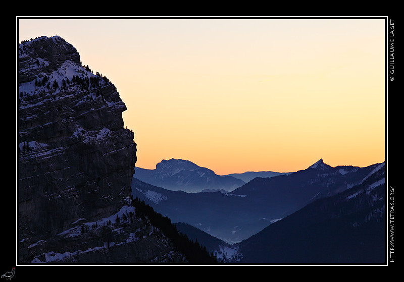 Chartreuse : Du sommet du Pinet au Moucherotte dans le Vercors, crpuscule sur la Chartreuse.
