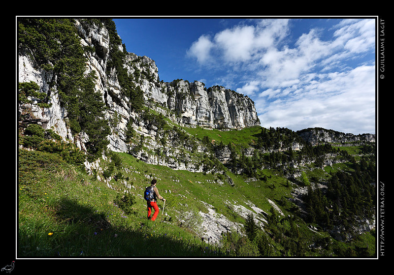 Chartreuse : Sur un petit sangle entre col de l'Alpe et col de Belles Ombres