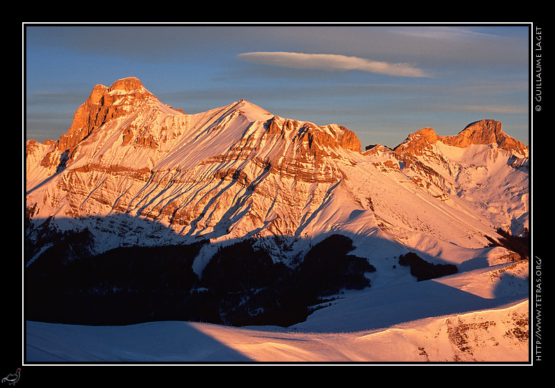 Dvoluy : Depuis la pointe Feuillette, coucher de soleil sur le Grand Ferrand et la tte de Vallon Pierra