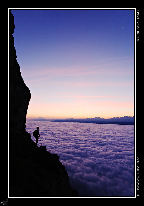 Rcits de randonnes : Fin de nuit au dessus des nuages, sur la vire de la Face Est de la Dent de Crolles