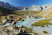 Ecrins : Le Reou d'Arsine, sous les cretes des Agneaux et du pic de Neige Cordier