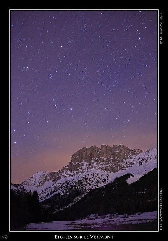 Photo : Une image prise quelques heures avant la photo de la semaine passe : le Grand Veymont depuis Gresse-en-Vercors en fin de nuit. 
