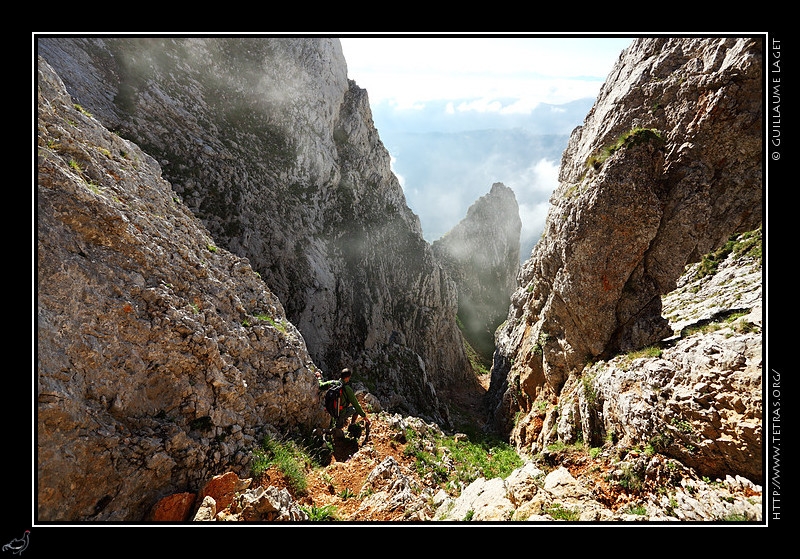 Photo : Dans la descente du beau couloir de Serre-Brion, juste en dessous du point de vue de la 