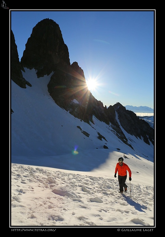 Photo : Une des aiguilles de l'Argentire en montant au col de la Combe 
