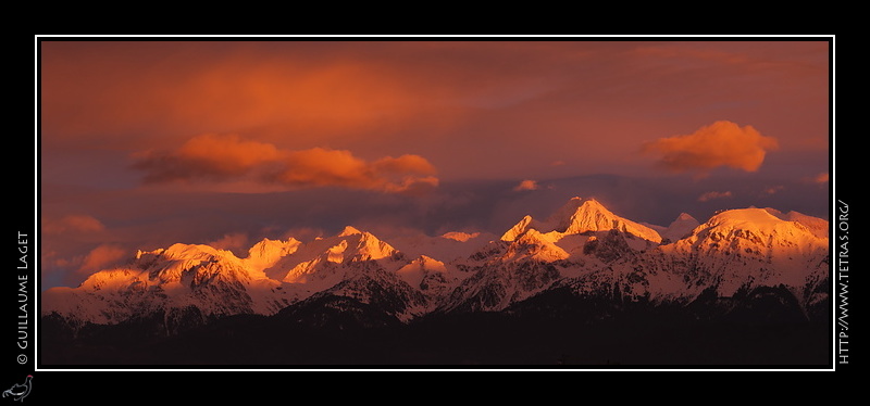 Photo : Coucher de soleil sur Belledonne depuis Grenoble 
