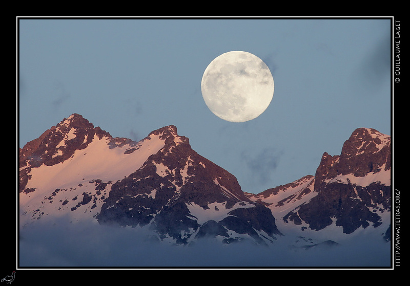 Photo : Col de la Petite Vaudaine et lune, Belledonne 
