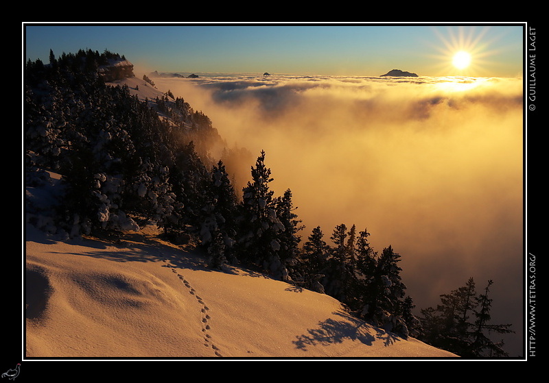 Photo : Crtes du Pinet, coucher de soleil vers le sud de la Chartreuse 
