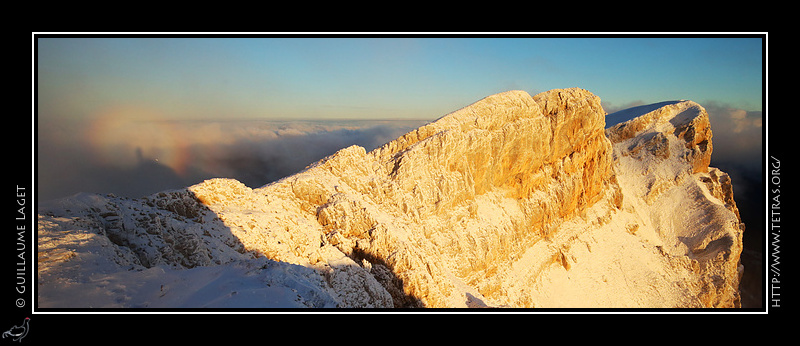 Photo : Crtes de Pierre Blanche, Vercors. Et un spectre de Brocken 